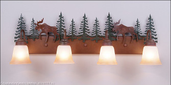 Denali-Mountain Moose Four Light Bath Vanity Light in Cedar Green/Rust Patina (172|H32427TT-03)