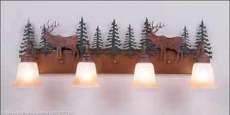 Denali-Valley Elk Four Light Bath Vanity Light in Cedar Green/Rust Patina (172|H32423TT-03)