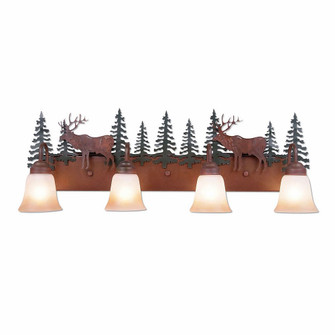 Denali-Valley Elk Four Light Bath Vanity Light in Cedar Green/Rust Patina (172|H32423TT-03)