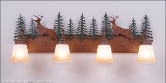Denali-Valley Deer Four Light Bath Vanity Light in Cedar Green/Rust Patina (172|H32421TT-03)
