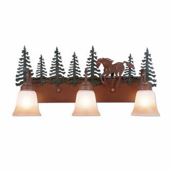 Denali-Mountain Horse Three Light Bath Vanity Light in Cedar Green/Rust Patina (172|H32335TT-03)