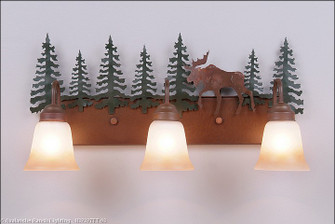 Denali-Mountain Moose Three Light Bath Vanity Light in Cedar Green/Rust Patina (172|H32327TT-03)