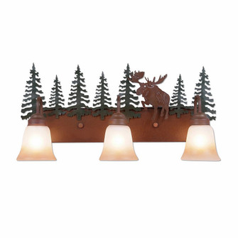 Denali-Alaska Moose Three Light Bath Vanity Light in Cedar Green/Rust Patina (172|H32322TT-03)