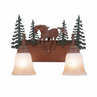 Denali-Mountain Horse Two Light Bath Vanity Light in Cedar Green/Rust Patina (172|H32235TT-03)