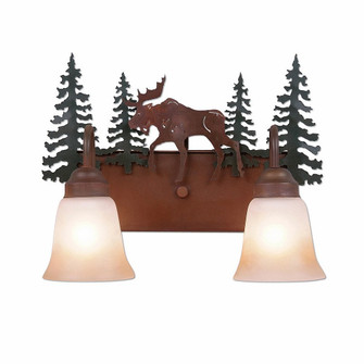 Denali-Mountain Moose Two Light Bath Vanity Light in Cedar Green/Rust Patina (172|H32227TT-03)