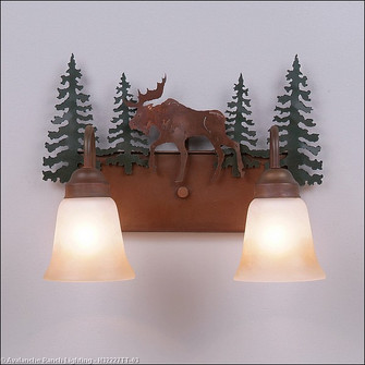Denali-Mountain Moose Two Light Bath Vanity Light in Cedar Green/Rust Patina (172|H32227TT-03)