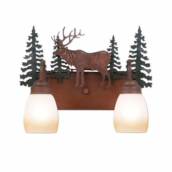 Denali-Valley Elk Two Light Bath Vanity Light in Cedar Green/Rust Patina (172|H32223ET-03)
