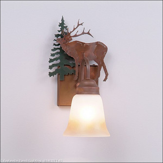 Wasatch-Mountain Elk Cedar Green/Rust Patina One Light Wall Sconce in Cedar Green/Rust Patina (172|H14133TT-03)