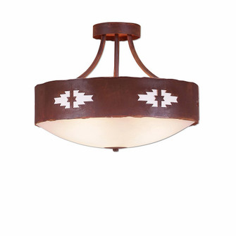 Ridgemont-Pueblo Three Light Semi-Flush Mount in Rust Patina (172|A49184FC-HR-02)