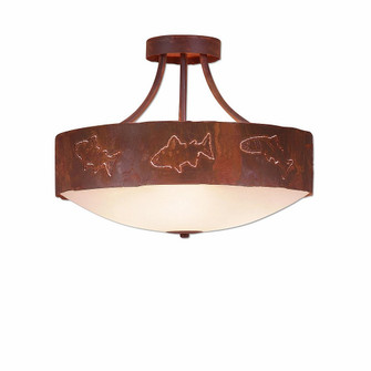 Ridgemont-Fish Cutout Three Light Semi-Flush Mount in Rust Patina (172|A49162FC-HR-02)