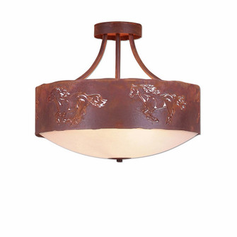 Ridgemont-Horse Cutout Three Light Semi-Flush Mount in Rust Patina (172|A49159FC-HR-02)