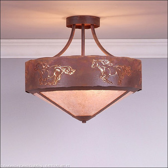 Ridgemont-Horse Cutout Three Light Semi-Flush Mount in Rust Patina (172|A49159AL-HR-02)