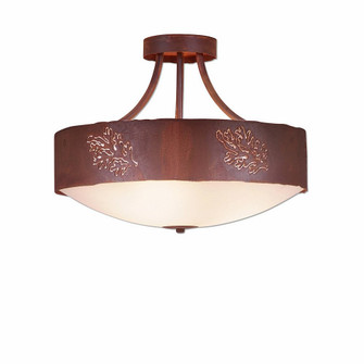 Ridgemont-Cedar Bough Cutout Three Light Semi-Flush Mount in Rust Patina (172|A49148FC-HR-02)