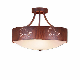 Ridgemont-Bison Three Light Semi-Flush Mount in Rust Patina (172|A49139FC-HR-02)
