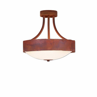 Ridgemont-Rustic Plain Rust Patina Three Light Semi-Flush Mount in Rust Patina (172|A48801-02)