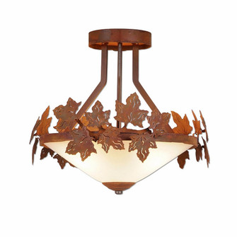 Wisley-Maple Leaf Rust Patina Three Light Semi-Flush Mount in Rust Patina (172|A48705-02)