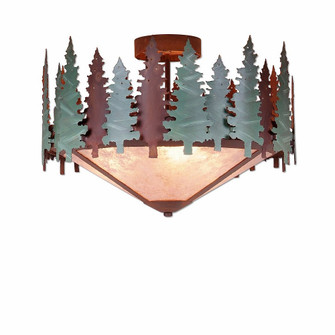 Crestline-Pine Tree Three Light Semi-Flush Mount in Pine Green/Rust Patina (172|A48542AL-04)