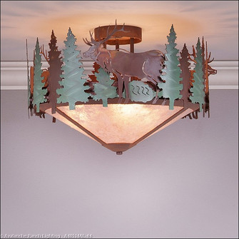 Crestline-Elk Three Light Semi-Flush Mount in Pine Green/Rust Patina (172|A48534AL-04)