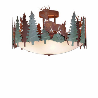 Crestline-Deer Three Light Semi-Flush Mount in Pine Green/Rust Patina (172|A48531FC-04)