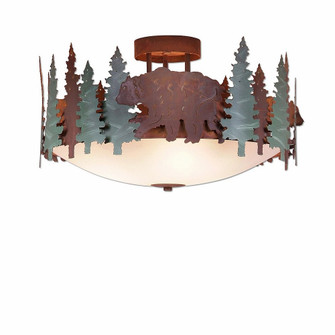 Crestline-Bear Three Light Semi-Flush Mount in Pine Green/Rust Patina (172|A48526FC-04)