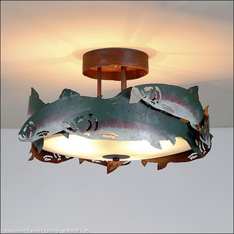 Crestline-Trout Three Light Semi-Flush Mount in Fish/Rust Patina (172|A48381FC-05)