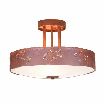 Crestline-Fish Cutout Three Light Semi-Flush Mount in Rust Patina (172|A48362FC-02)