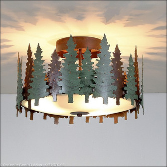 Crestline-Pine Tree Three Light Semi-Flush Mount in Pine Green/Rust Patina (172|A48342FC-04)