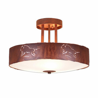 Crestline-Bison Three Light Semi-Flush Mount in Rust Patina (172|A48339FC-02)