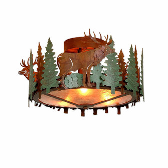 Crestline-Elk Three Light Semi-Flush Mount in Pine Green/Rust Patina (172|A48334AM-04)