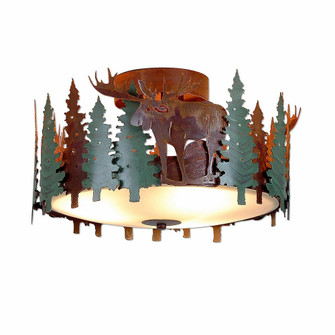 Crestline-Moose Three Light Semi-Flush Mount in Pine Green/Rust Patina (172|A48328FC-04)