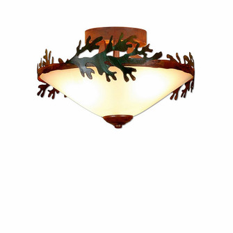 Wisley-Cedar Bough Three Light Semi Flush Mount in Cedar Green/Rust Patina (172|A47449-03)
