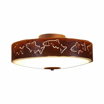 Ridgemont-Fish Cutout Three Light Close-to-Ceiling Light in Rust Patina (172|A47262-02)