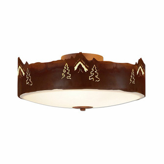 Ridgemont-Mountain-Pine Cutout Three Light Close-to-Ceiling Light in Rust Patina (172|A47245-02)