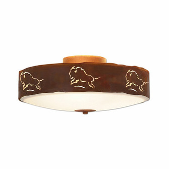 Ridgemont-Bison Three Light Close-to-Ceiling Light in Rust Patina (172|A47239-02)