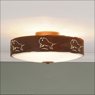 Ridgemont-Bison Three Light Close-to-Ceiling Light in Rust Patina (172|A47239-02)