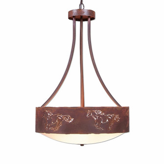 Ridgemont-Horse Cutout Three Light Chandelier in Rust Patina (172|A45159FC-HR-02)