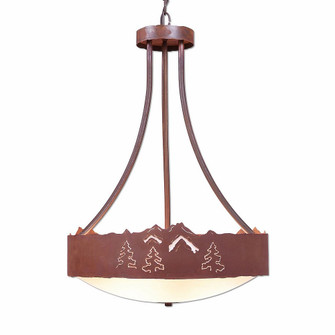 Ridgemont-Mountain-Pine Cutout Three Light Chandelier in Rust Patina (172|A45145FC-HR-02)