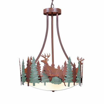 Crestline-Deer Three Light Chandelier in Pine Green/Rust Patina (172|A44831FC-HR-04)