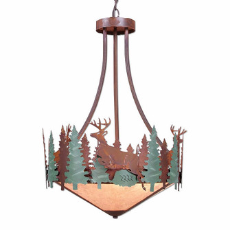 Crestline-Deer Three Light Chandelier in Pine Green/Rust Patina (172|A44831AL-HR-04)