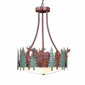 Crestline-Moose Three Light Chandelier in Pine Green/Rust Patina (172|A44828FC-HR-04)