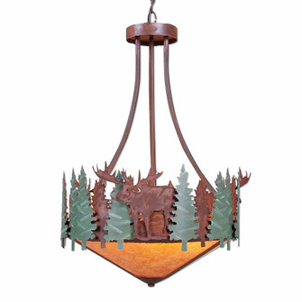 Crestline-Moose Three Light Chandelier in Pine Green/Rust Patina (172|A44828AM-HR-04)