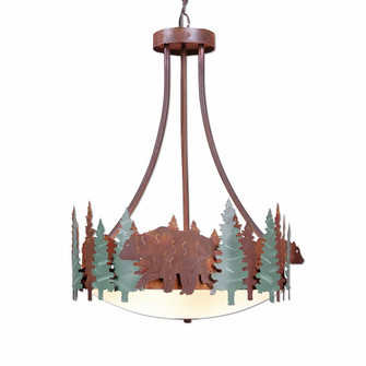 Crestline-Bear Three Light Chandelier in Pine Green/Rust Patina (172|A44826FC-HR-04)