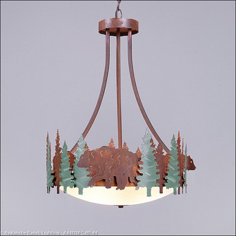 Crestline-Bear Three Light Chandelier in Pine Green/Rust Patina (172|A44826FC-HR-04)