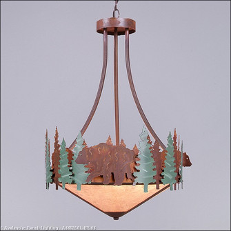 Crestline-Bear Three Light Chandelier in Pine Green/Rust Patina (172|A44826AL-HR-04)