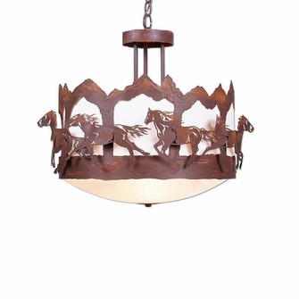 Crestline-Horse-Mountain Three Light Chandelier in Rust Patina (172|A44736FC-02)