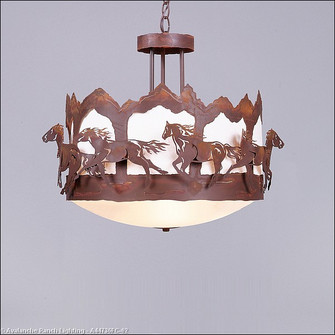 Crestline-Horse-Mountain Three Light Chandelier in Rust Patina (172|A44736FC-02)