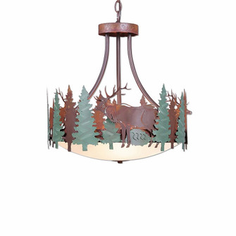 Crestline-Elk Three Light Chandelier in Pine Green/Rust Patina (172|A44734FC-HR-04)