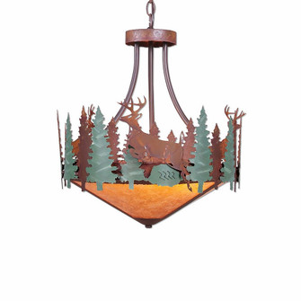 Crestline-Deer Three Light Chandelier in Pine Green/Rust Patina (172|A44731AM-HR-04)