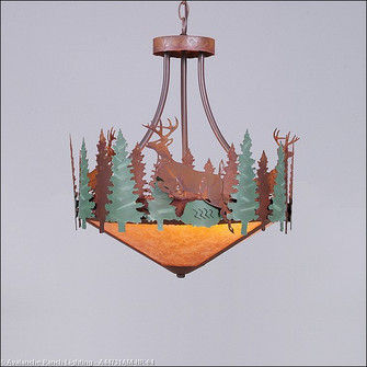 Crestline-Deer Three Light Chandelier in Pine Green/Rust Patina (172|A44731AM-HR-04)