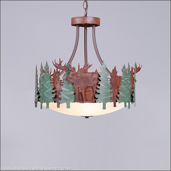 Crestline-Moose Three Light Chandelier in Pine Green/Rust Patina (172|A44728FC-HR-04)